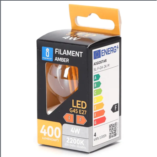 Bombilla de filamento  LED (ámbar) C45 E27 4W