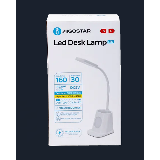 Lámpara de escritorio multifunción CCT y recargable