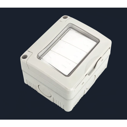 Interruptor de montaje en superficie, resistente al agua. de 2 vías y 3 llaves, gris