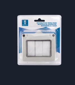 Interruptor de montaje en superficie, resistente al agua. de 1 vía y 3 llaves, gris