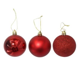 Pack de 20 Bolas de Navidad surtidas 8 cm color rojo