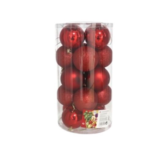 Pack de 20 Bolas de Navidad surtidas 8 cm color rojo