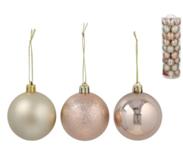 Pack 36 Bolas de Navidad 6 cm color oro/oro rosa