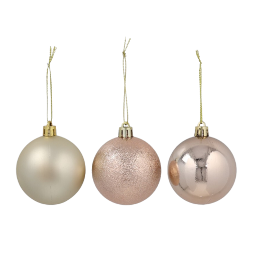 Pack 36 Bolas de Navidad 6 cm color oro/oro rosa