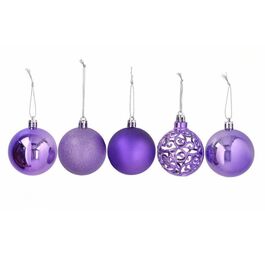 Gerimport Set de 50 bolas de Navidad en tonos púrpura 5 modelos 6cm