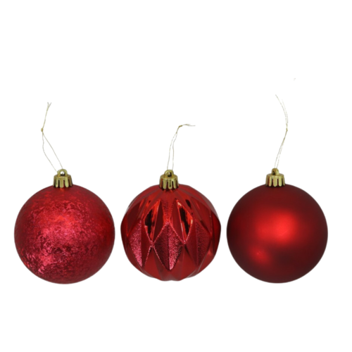 Bote 16 bolas de Navidad color rojo modelo Niza 8cm