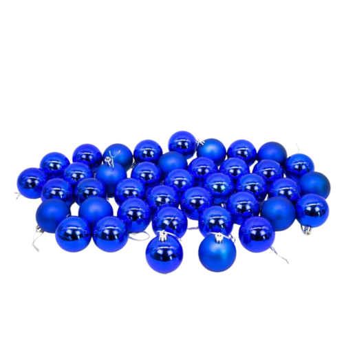 Set de 40 bolas Navidad surtidas 5 cm color azul