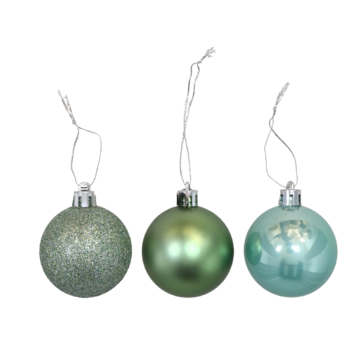 Pack 36 Bolas de Navidad color verde modelo Motley 6 cm