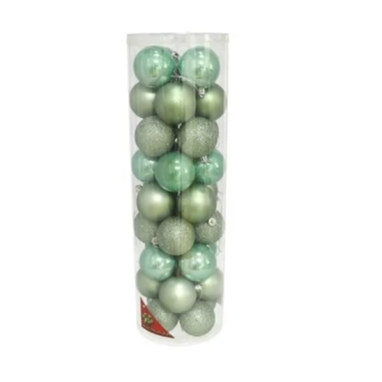 Pack 36 Bolas de Navidad color verde modelo Motley 6 cm