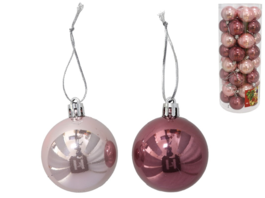 Pack 40 bolas de Navidad color rosa modelo Mirror 5 cm
