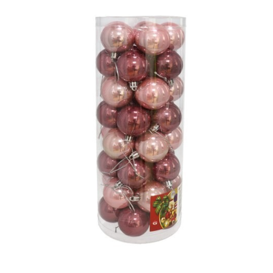 Pack 40 bolas de Navidad color rosa modelo Mirror 5 cm