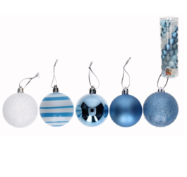 Pack 50 Bolas de Navidad color azul surtidas 6 cm