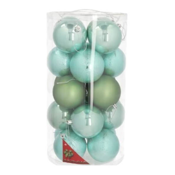 Pack 20 Bolas de Navidad color verde modelo Motley 8 cm
