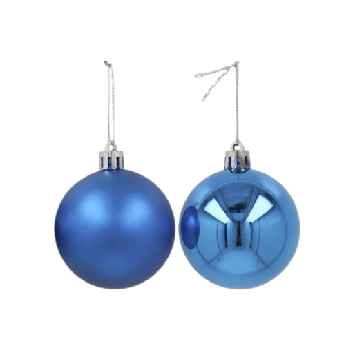 Pack 24 bolas de Navidad color azul 6-7 cm