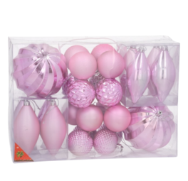 Pack 26 Colgantes Navidad color rosa 6/12 cm