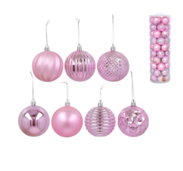 Bote X50 bolas colgantes rosas, 7cm