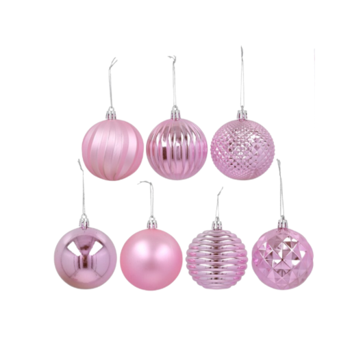 Bote X50 bolas colgantes rosas, 7cm