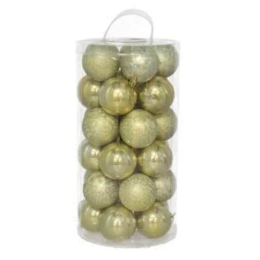 Bote 30 bolas de Navidad doradas 6 cm