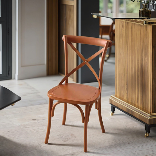 Silla Crossback polipropileno diseño eventos marrón 90 x 48 x 49 cm