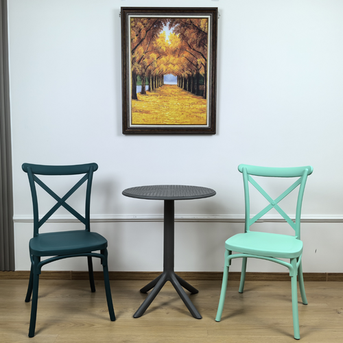 Silla Crossback polipropileno diseño eventos verde 90 x 48 x 49 cm