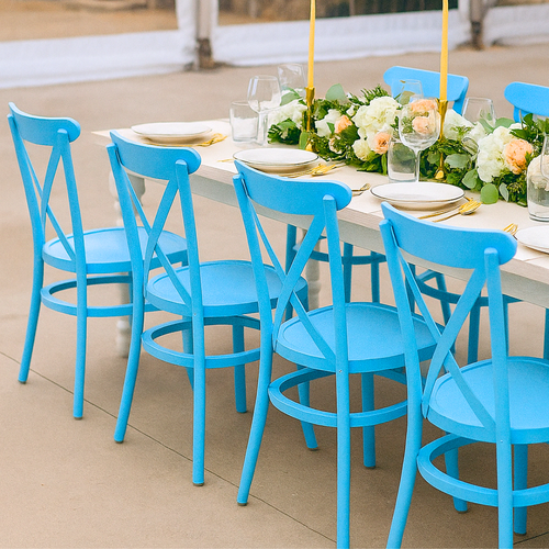 Silla Crossback polipropileno diseño eventos Azul Claro 90 x 48 x 49 cm