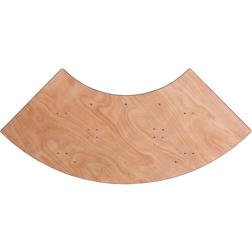 Mesa curva imitación madera con patas acero 152x76 cm