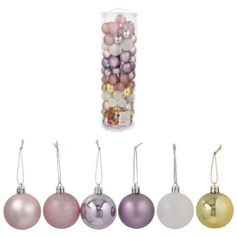 Bote con 100 bolas de Navidad en tonos variados