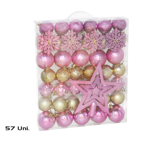 Maletín con asa de bolas navideñas de 5 y 6 cm