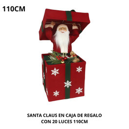 Figura Decorativa Santa Claus en Caja de Regalo con 20 Luces -110 cm