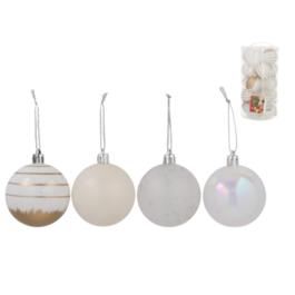 Bote 20 bolas 6 cm XMAS color blanco