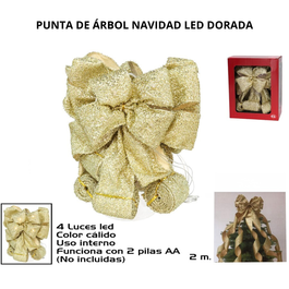 Punta de Árbol de Navidad LED dorada de 2 m