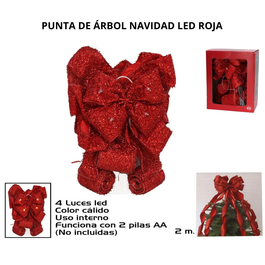 Punta de Árbol de Navidad LED Roja de 2 m
