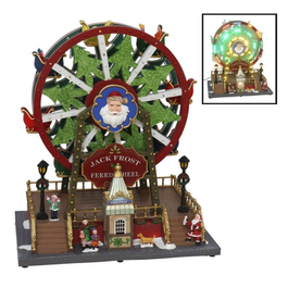 Escena Atracción Noria LED con movimiento y música – 30 × 20,5 × 34 cm