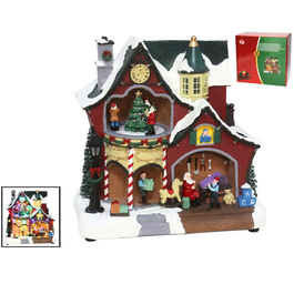 Escena Taller de Santa LED con música 27,5×16,5×26,5 cm