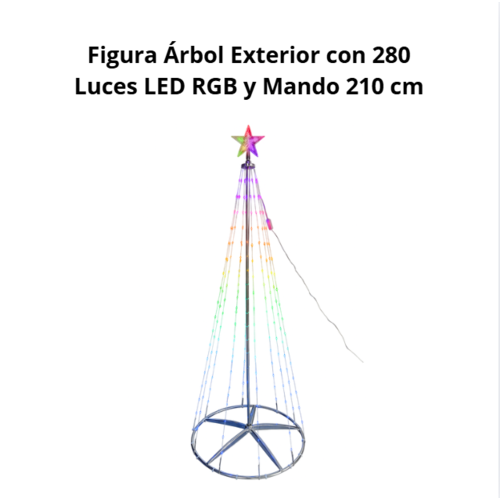 Figura Árbol Exterior con 280 Luces LED RGB y Mando 210 cm