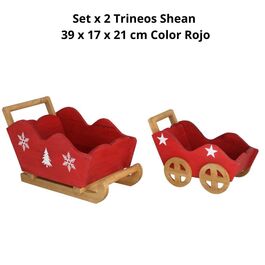 Set de 2 Trineos Shean rojos de 39x17x21 cm