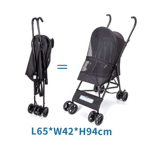 Silla de paseo negra para mascotas 65x42x94cm