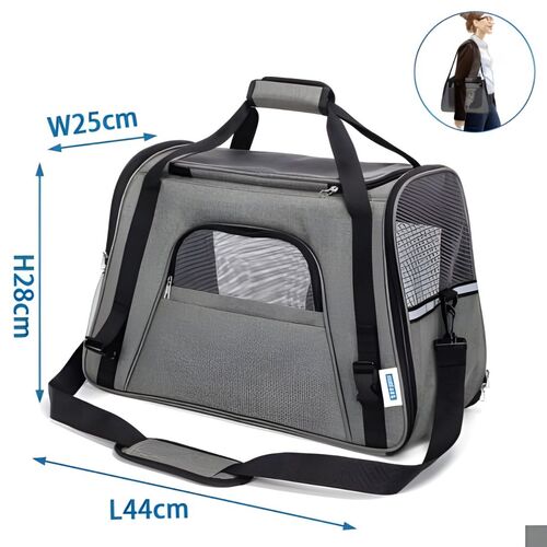 Bolsa de viaje para mascotas 44x25x28cm negra