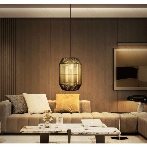 Lámpara Colgante con cuerda negra (sin fuente de luz) E27 60W