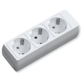 Regleta alemana  de 3 vías sin cable y sin interruptor, blanca