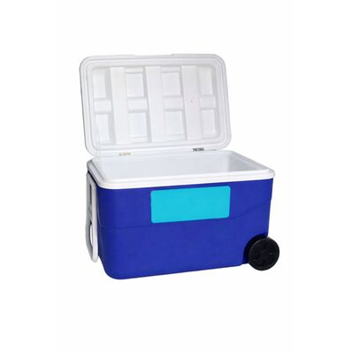 Nevera portátil con ruedas 50 litros 41 x 64 x 42 cm color azul y blanco
