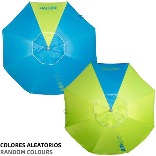 Sombrilla playa 220 cm, 8 varillas fibra de vidrio, Mástil aluminio 28/32 mm, Protección UV50+