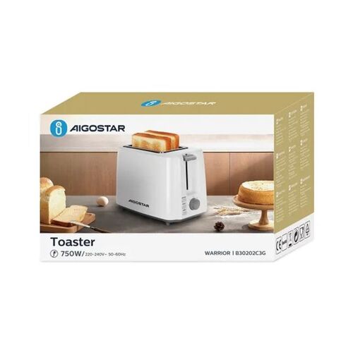 Tostadora eléctrica 2 ranuras 750W Blanco