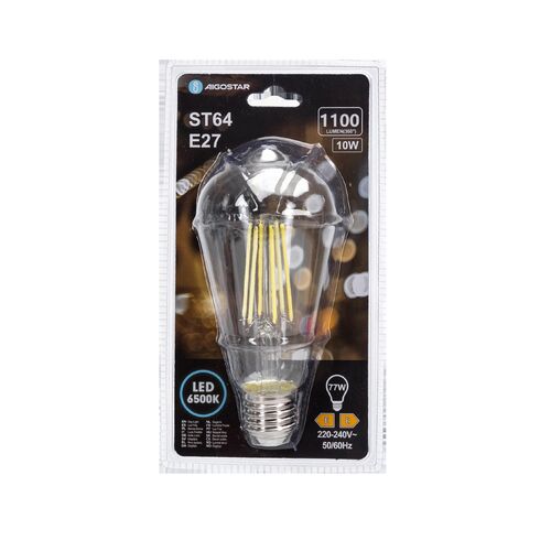 Bombilla de filamento LED (transparente) ST64 E27 10W