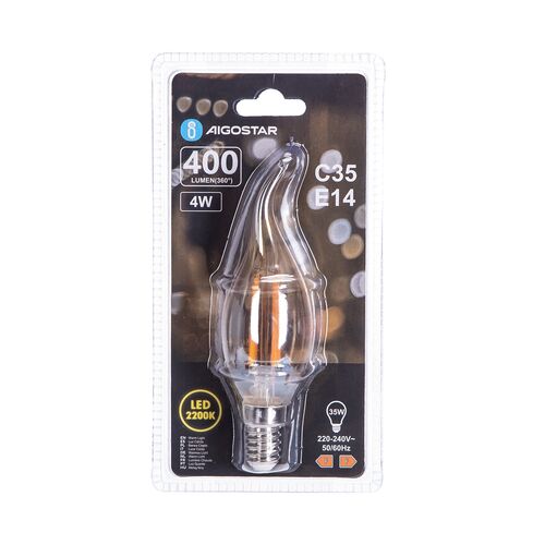 Bombilla Led de filamento soplado C35 E14 4W
