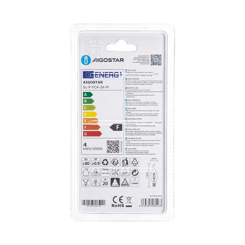 Bombilla Led de filamento soplado C35 E14 4W