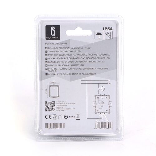 Interruptor de timbre de montaje en superficie color gris