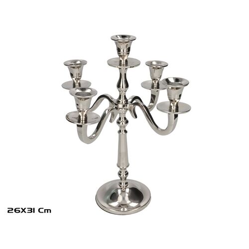 Candelabro 5 brazos 26 x 26 x 31 cm níquel