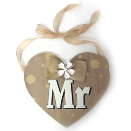 Colgante madera Corazón Mr y Mrs