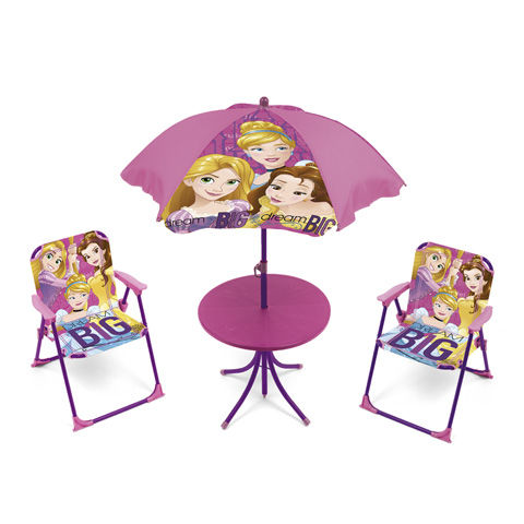 Set mesa con sombrilla y sillas Princesas Disney